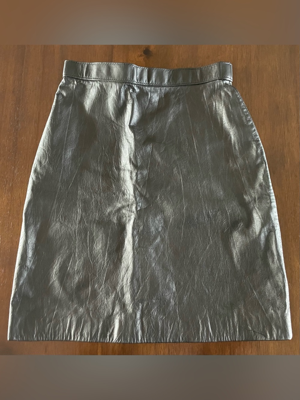 VTG Black Genuine Leather Mini Skirt XS Solid Lined Zip Close 90s Mobwife Goth